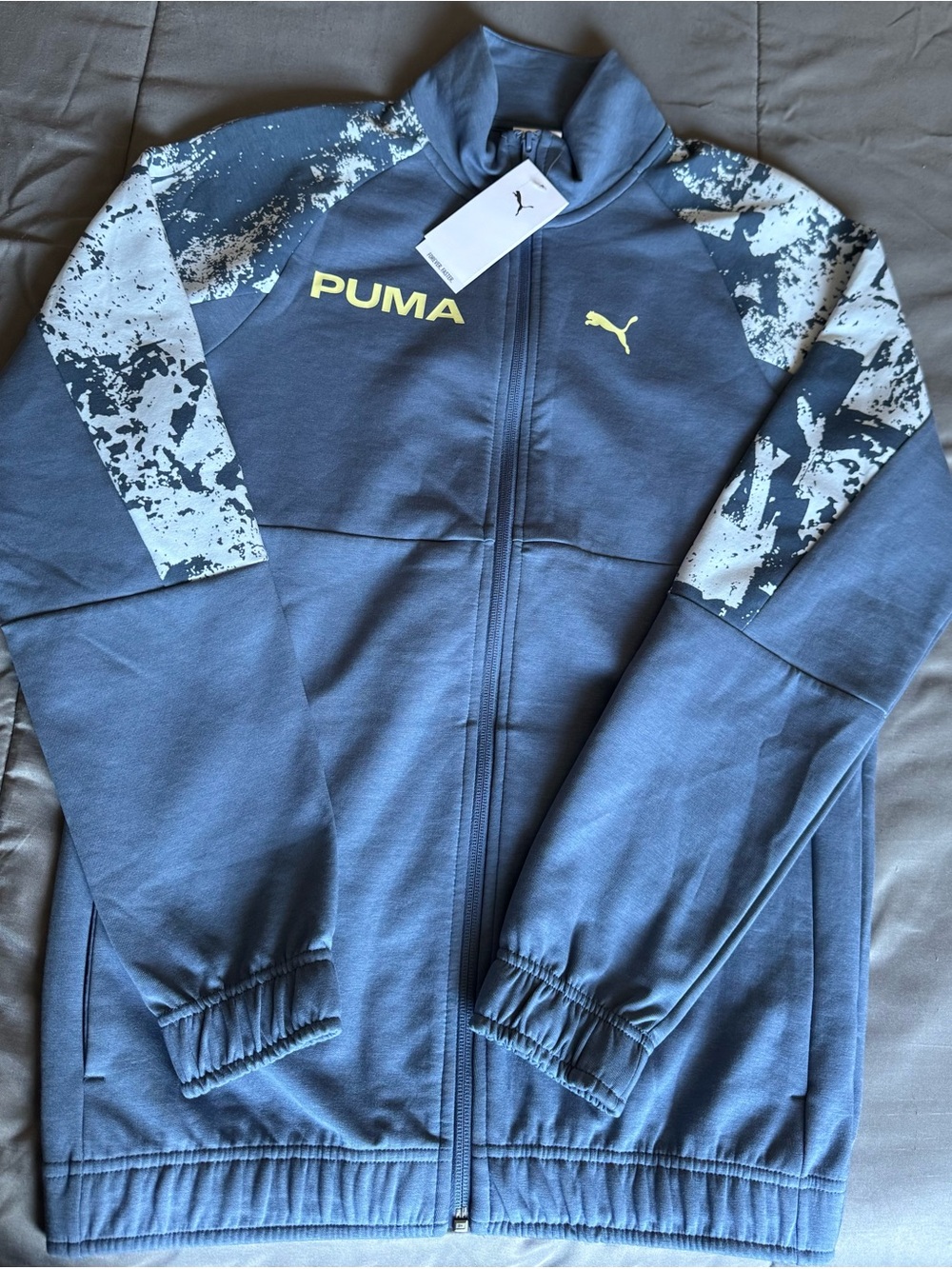 NEW Puma Slate Blue Full-Zip Hoodie with Logo Tag